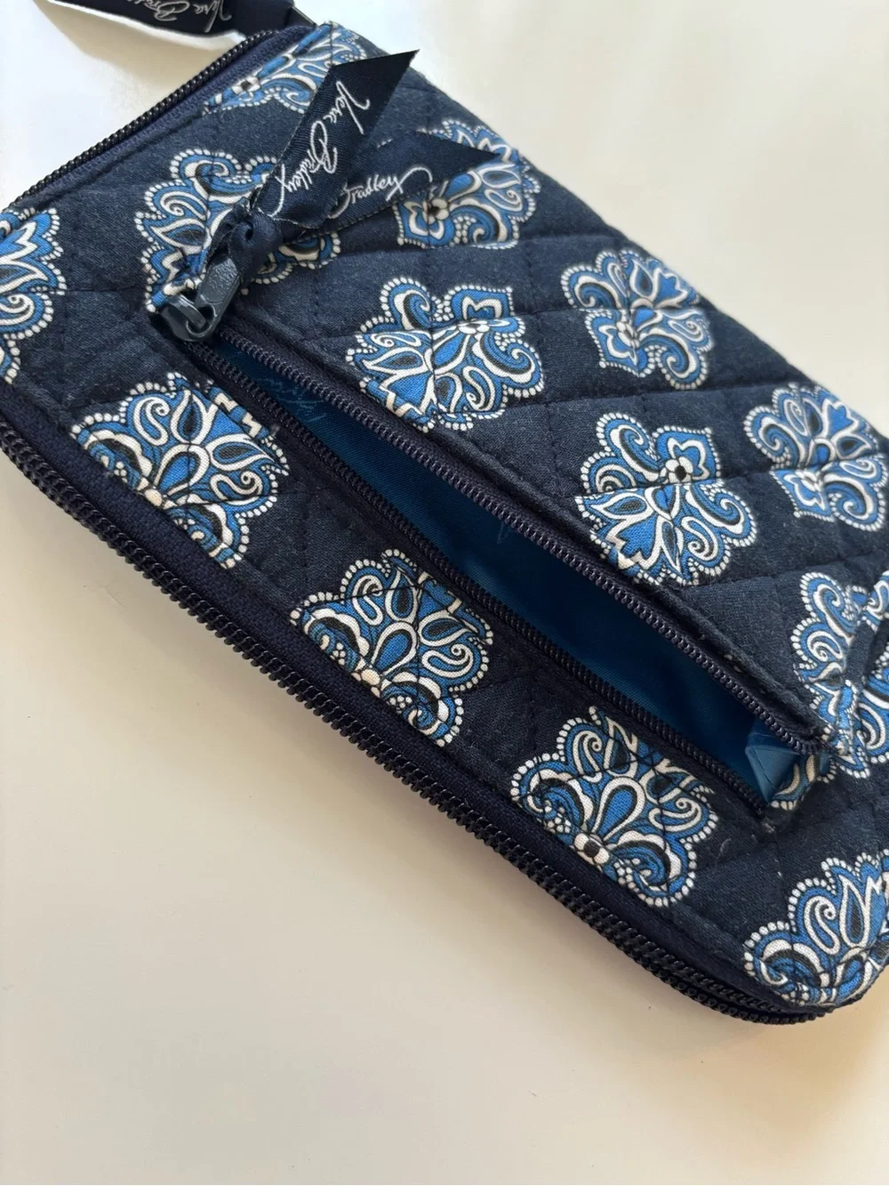 Vera Bradley Quilted Navy Paisley Zip-Around Wallet